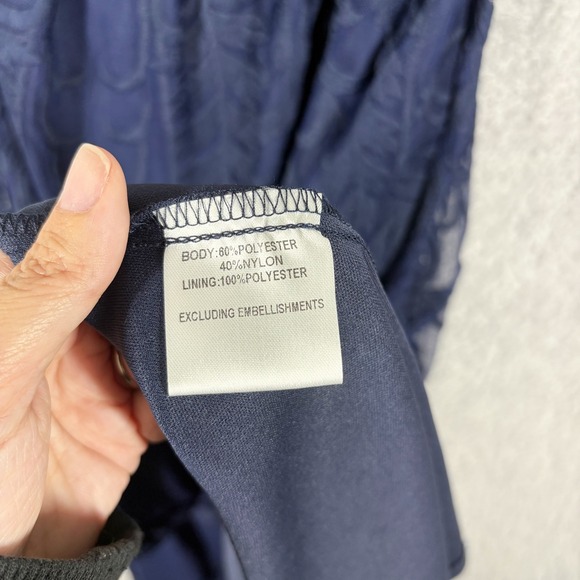 Hello Molly East Atlanta Lace Maxi Wrap Dress Size XS Navy Blue V Neck Backless - Picture 4 of 8